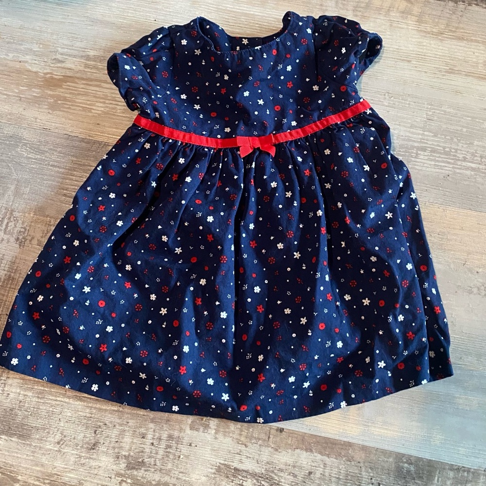 Gymboree Blue and White Casual Sundress with Puff Sleeves